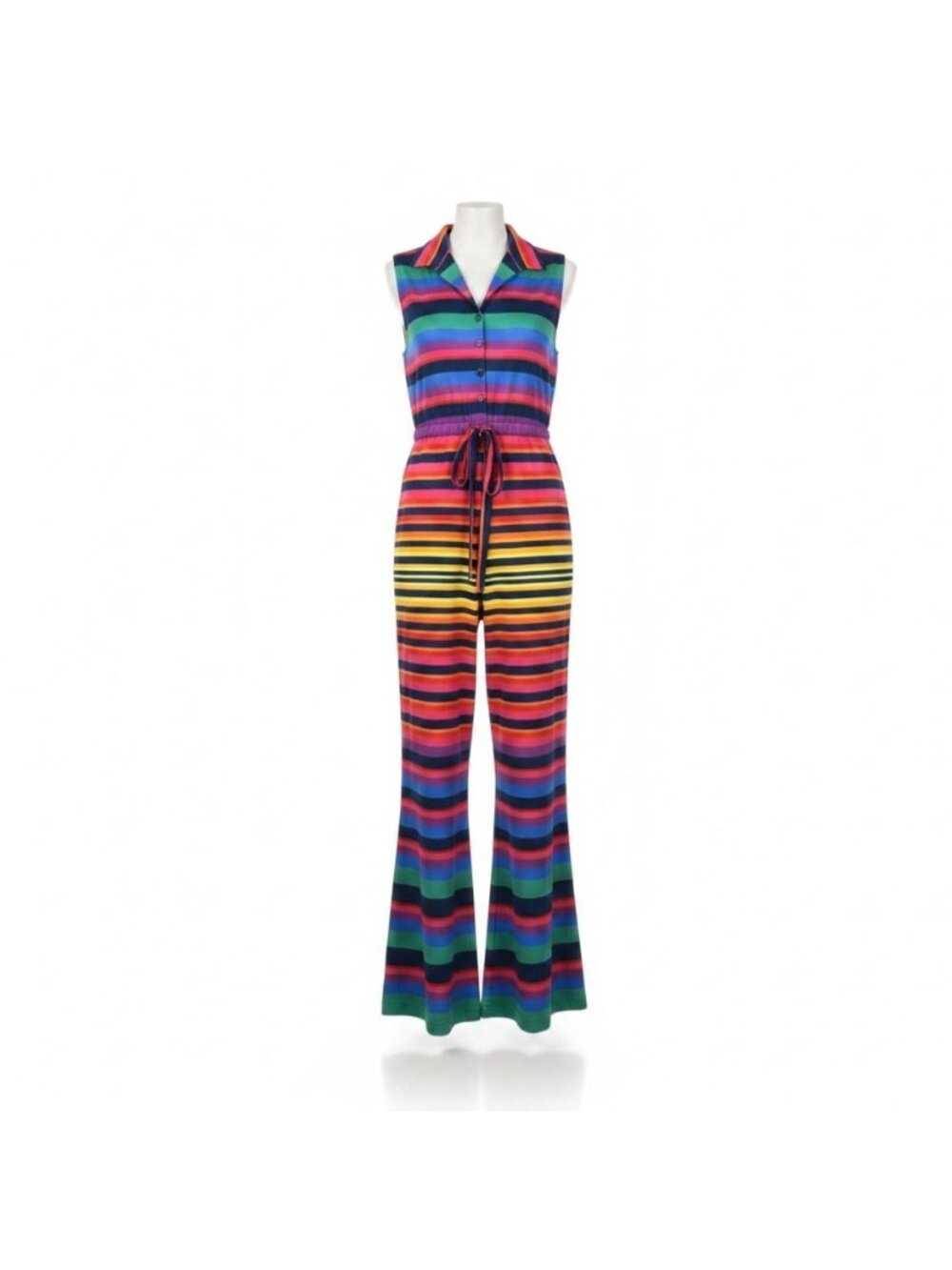 Uterque Womens Rainbow Striped Sleeveless Wide Leg Jumpsuit Size S